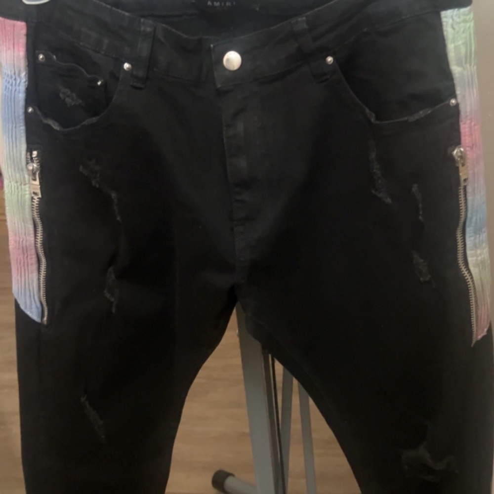 Amiri Half Track Skinny-Fit Tie Dye Jeans Aged Black